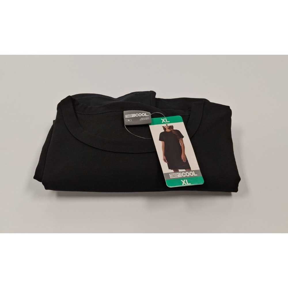 32 Degrees Womens Short Sleeve Crew Neck Pocket T-Shirt Dress Black XL New